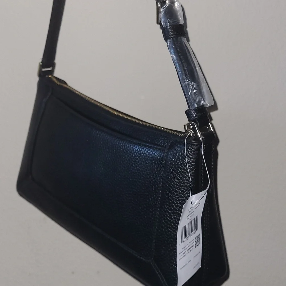 Kate Spade Black Structured Shoulder Bag with Gold Accent